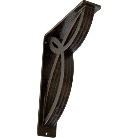 Ekena Millwork Versailles Wrought Iron Bracket, (Triple center brace), Antiqued Brass 2"W x 7 1/2"D x 10"H BKTM02X07X10TVEABS